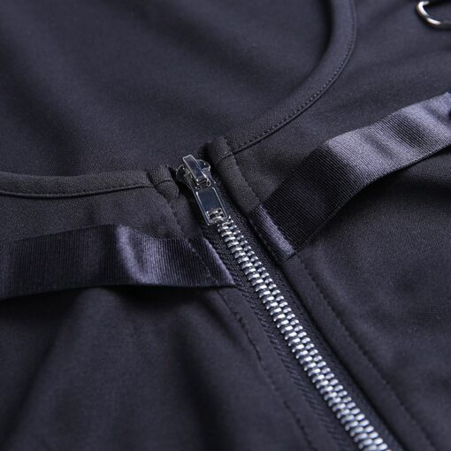 Black Long Sleeve with Zipper Crop Top  5