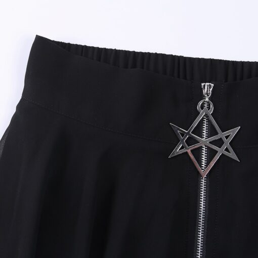 Pentagram Zipper Gothic Mesh Long Skirt 6