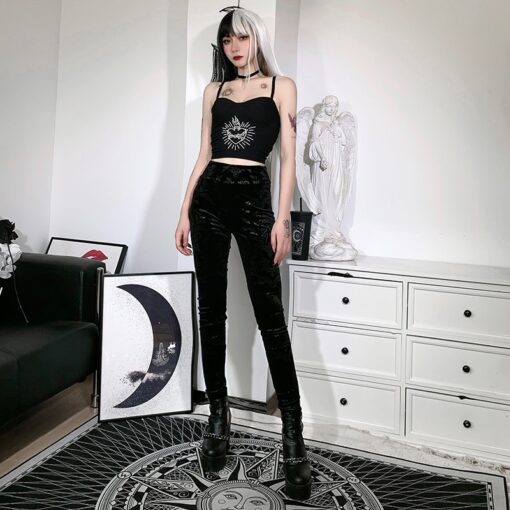 Demon Graphic Vintage Gothic Aesthetic Skinny Pant 4