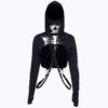 Gothic Sexy Skeleton Print with Mask Hooded Hoodie 5