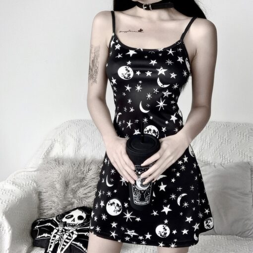 Casual Bodycon Moon Star Gothic Dress 3