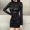 Cute Grunge Gothic Bodycon Long Sleeve Dress 2