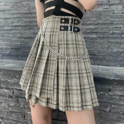 High Waist Plaid Summer Skirt 1