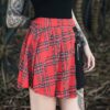 Red Plaid Pleated High Waist Gothic Mini Skirt 2