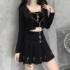 Gothic Long Sleeve Chain Crop Top 2