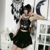 InsGoth Mall Goth Sexy Black Camis Y2K E Girl Hollow Out Bodycon Camisole Harajuku Punk Backless Women Summer Cropped Tops 9