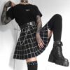 Egirl Grunge High Waist Black Plaid Skirt  2