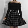 Egirl Grunge High Waist Black Plaid Skirt  4