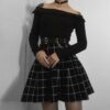 Egirl Grunge High Waist Black Plaid Skirt  3